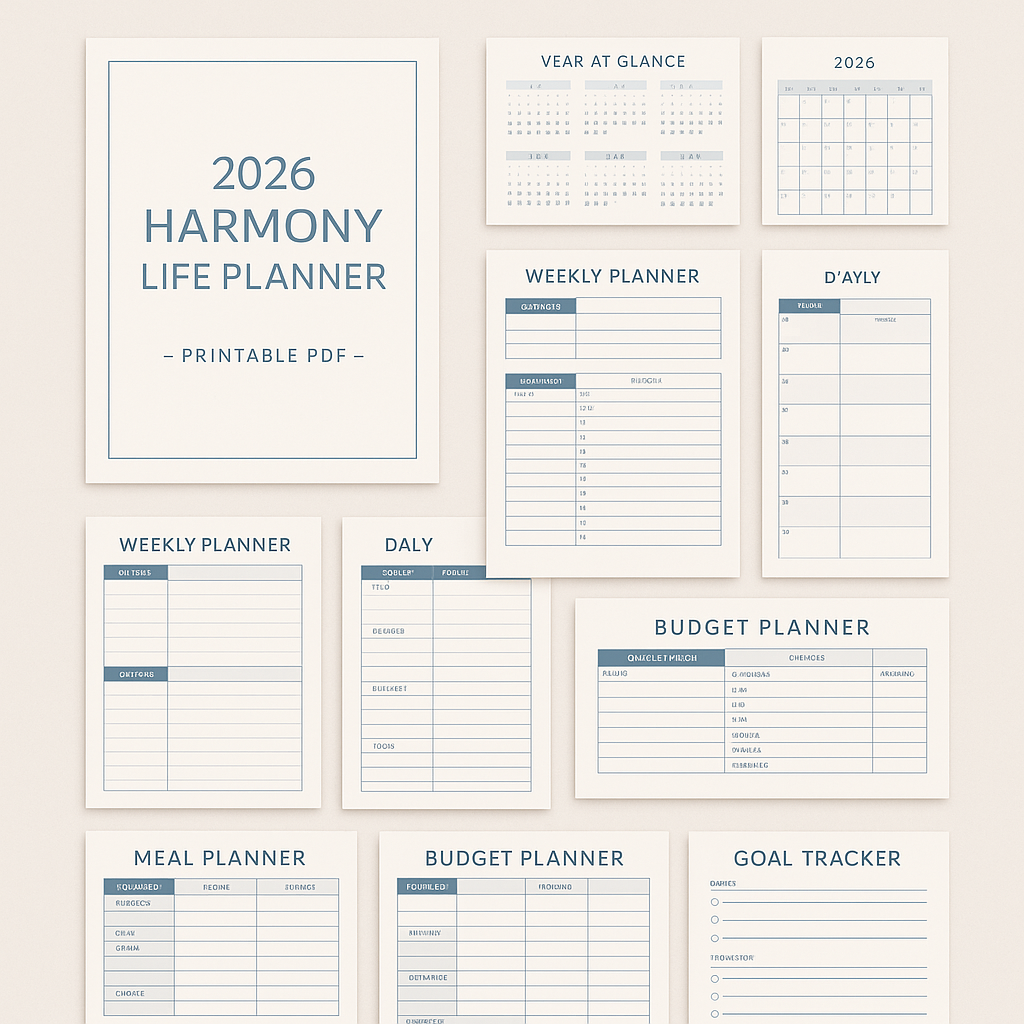 2026 Harmony Life Planner – Mix & Match Printable Set (5 Colors)