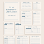 2026 Harmony Life Planner – Mix & Match Printable Set (5 Colors)