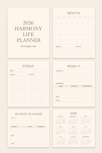 2026 Harmony Life Planner – Mix & Match Printable Set (5 Colors)