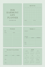 2026 Harmony Life Planner – Mix & Match Printable Set (5 Colors)