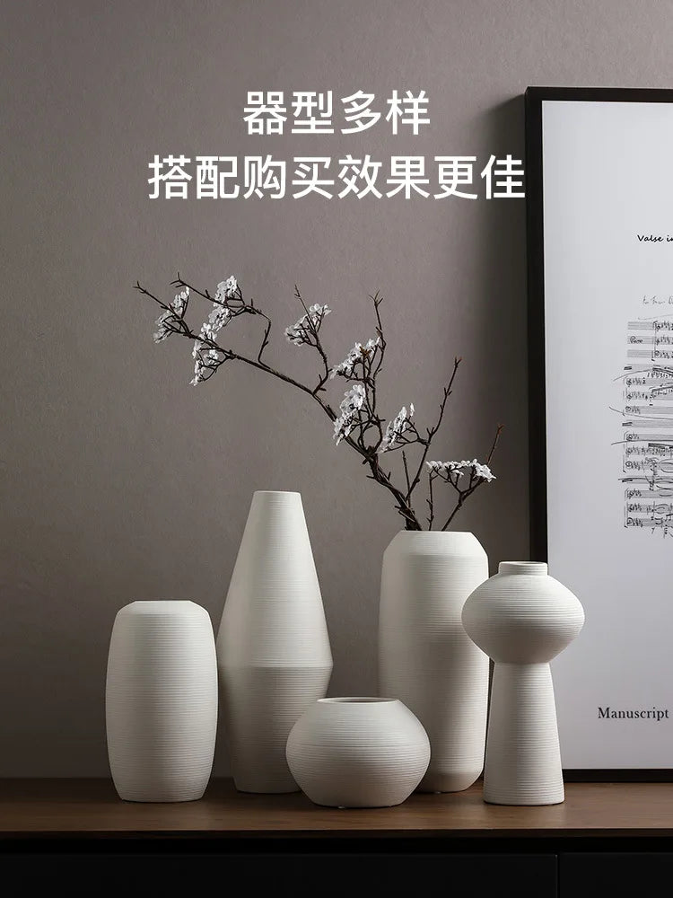 Modern Minimalist Creative White Brushed Ceramic Vase
