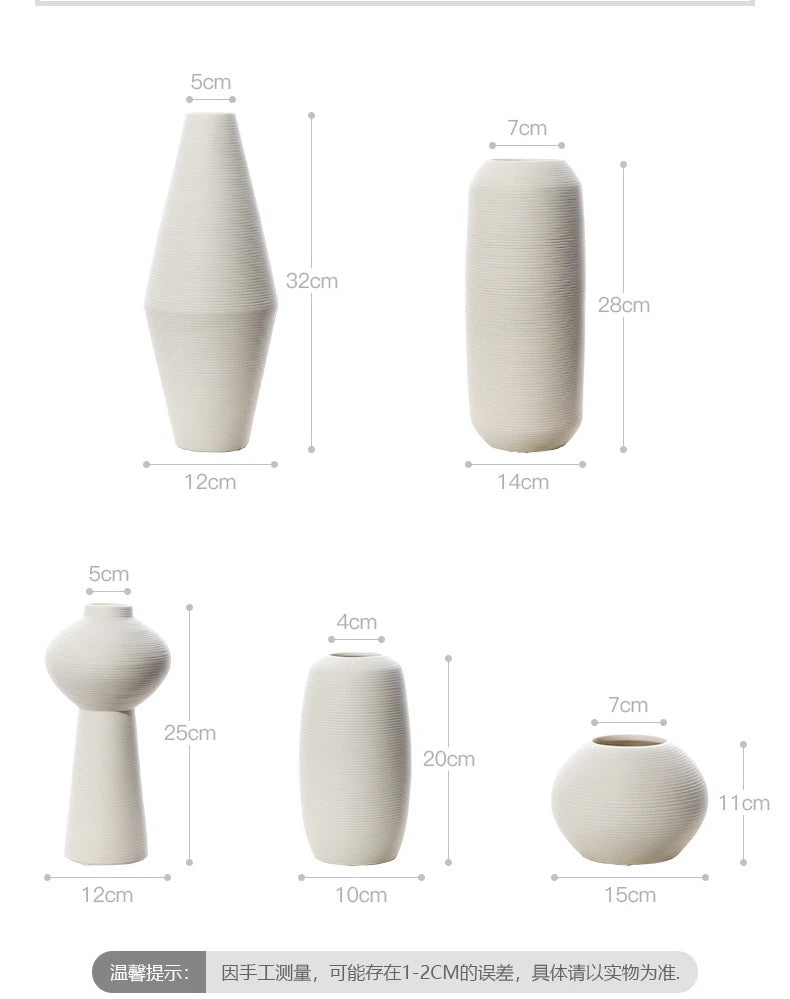 Modern Minimalist Creative White Brushed Ceramic Vase