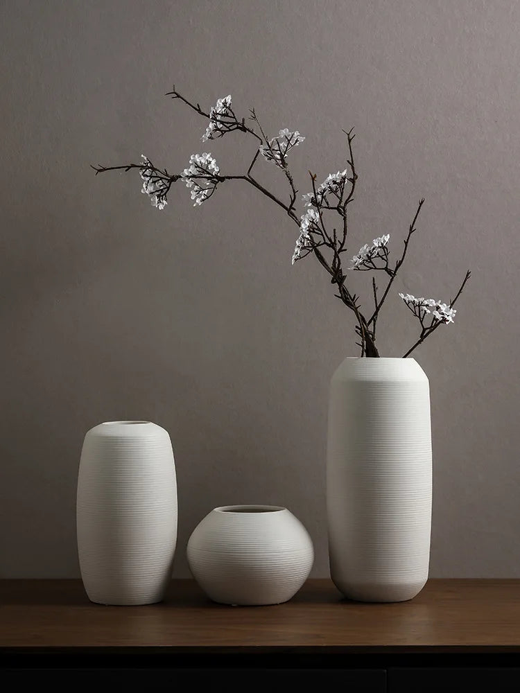 Modern Minimalist Creative White Brushed Ceramic Vase