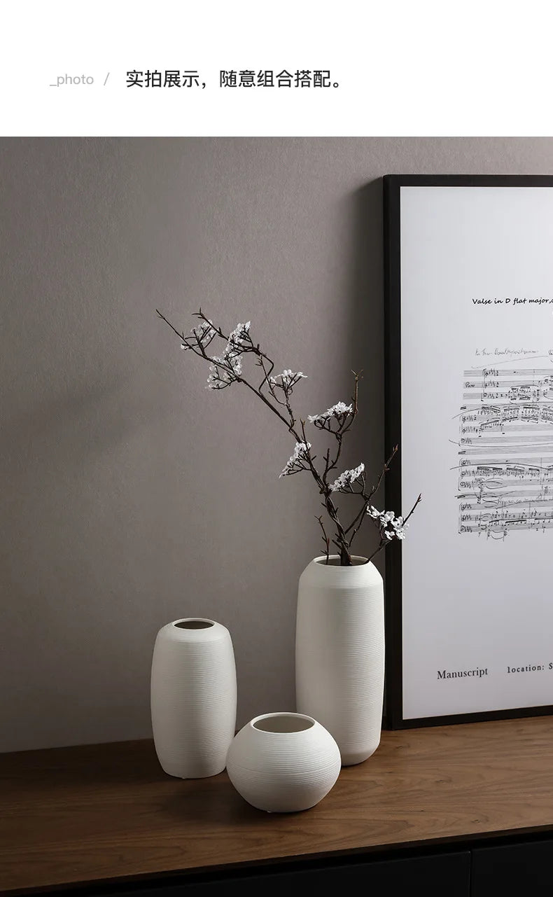 Modern Minimalist Creative White Brushed Ceramic Vase