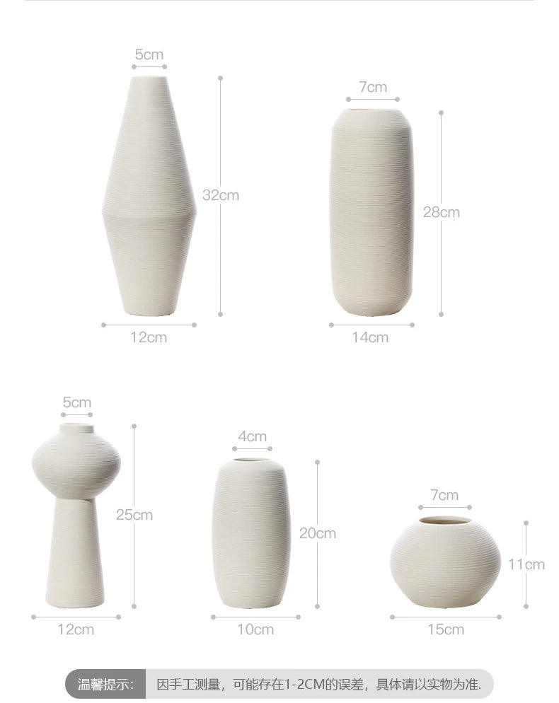 Modern Minimalist Creative White Brushed Ceramic Vase