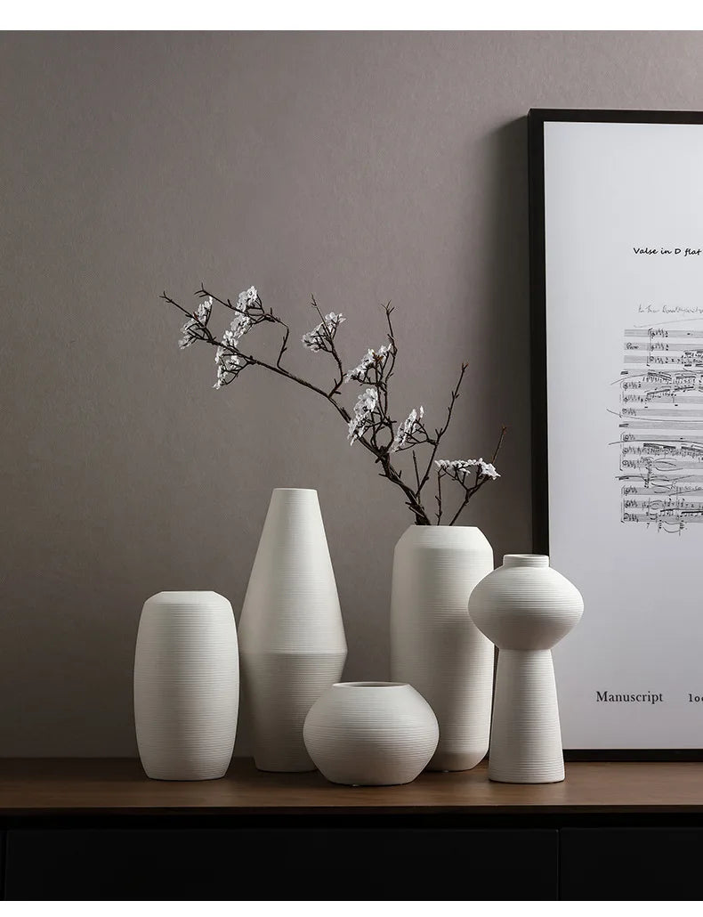 Modern Minimalist Creative White Brushed Ceramic Vase