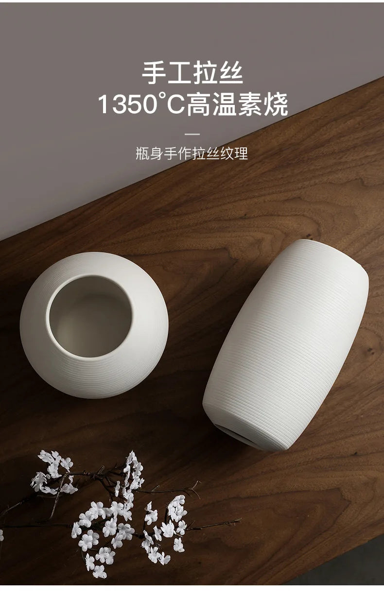 Modern Minimalist Creative White Brushed Ceramic Vase