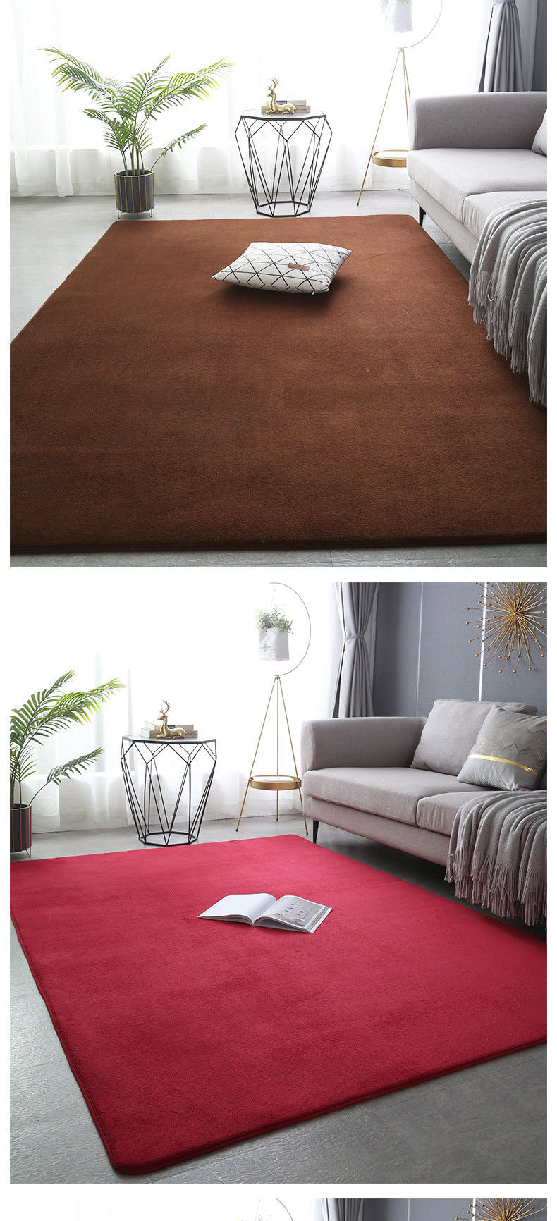 Coral Velvet Living Room Rug