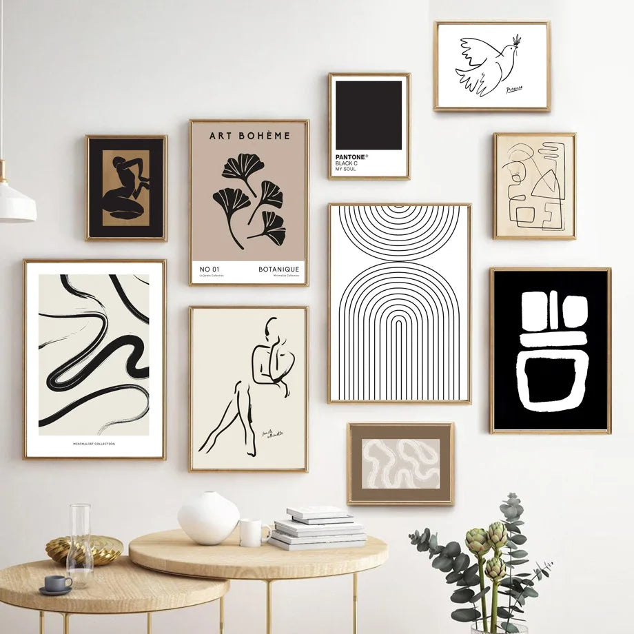 Simple Neutral Color Boho Modern Gallery Wall Art