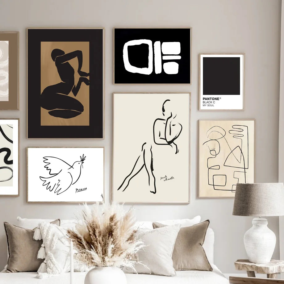 Simple Neutral Color Boho Modern Gallery Wall Art