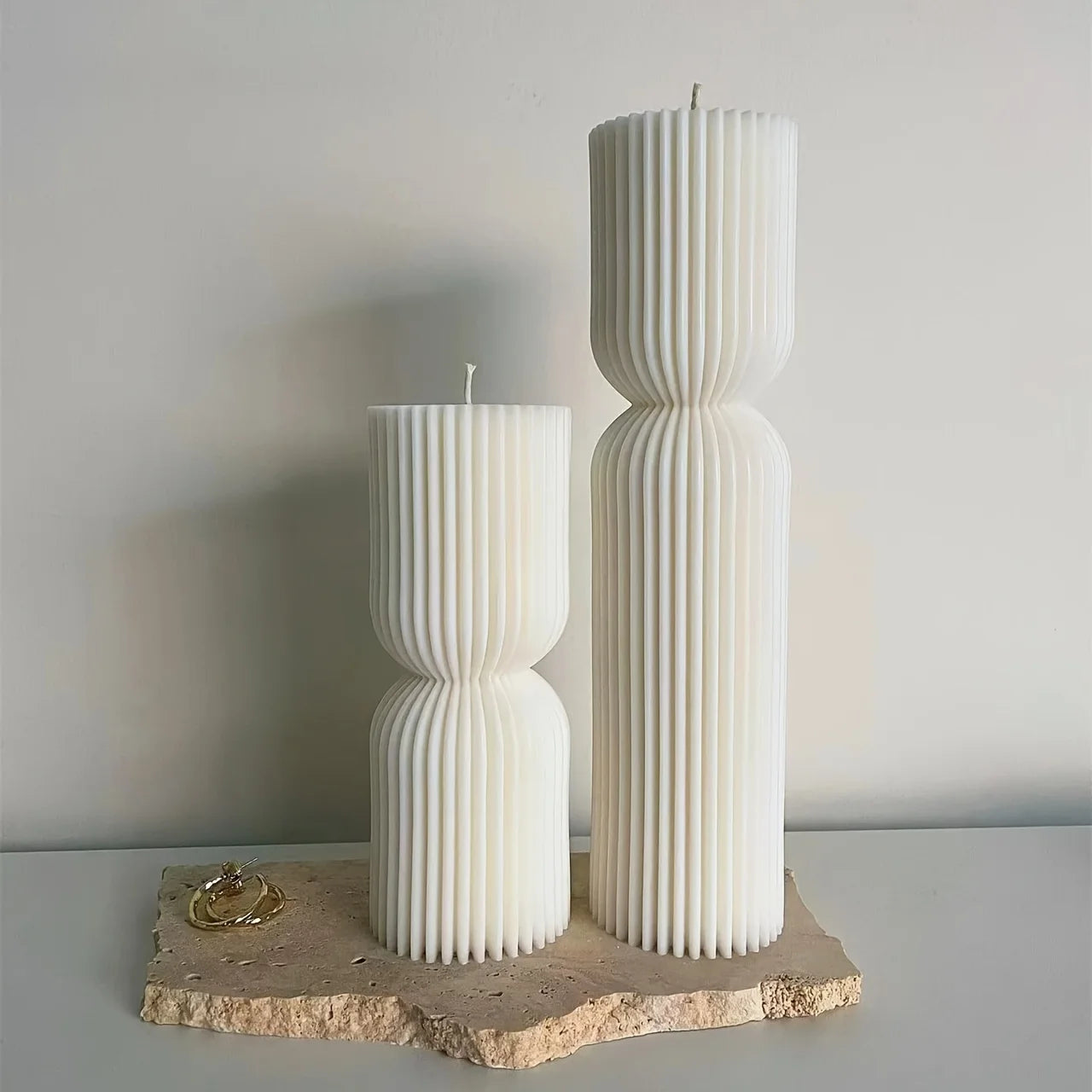 Roman Striped Cylindrical Candle