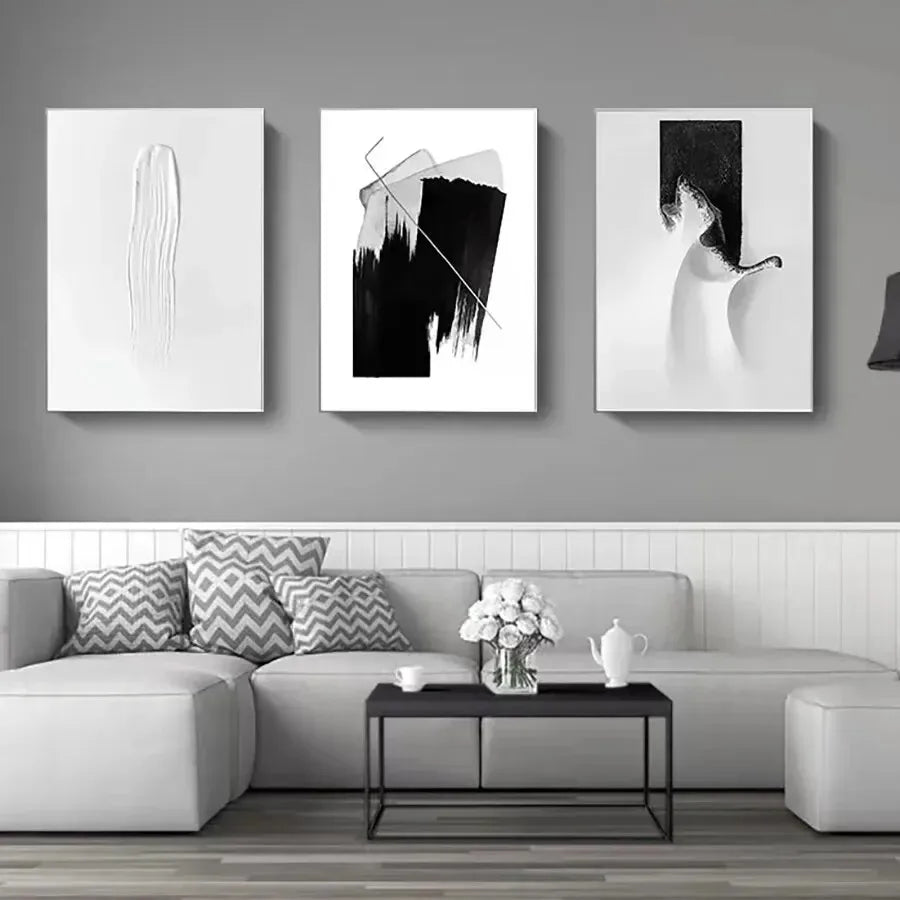 Nordic Modern Style Poster White Paint Scratches Wall Art