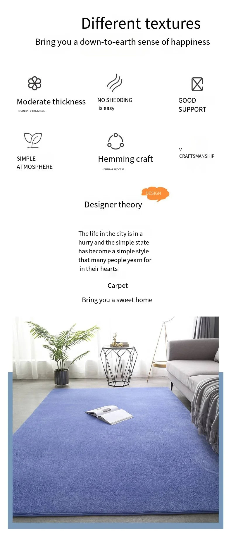 Coral Velvet Living Room Rug