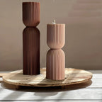 Roman Striped Cylindrical Candle