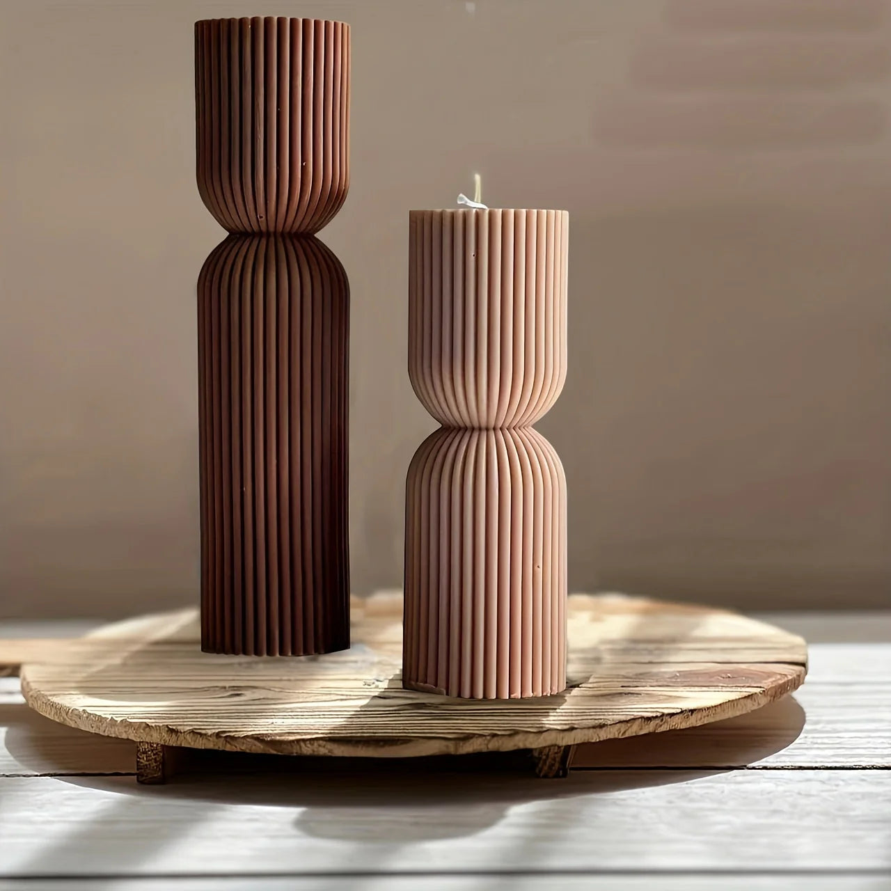 Roman Striped Cylindrical Candle