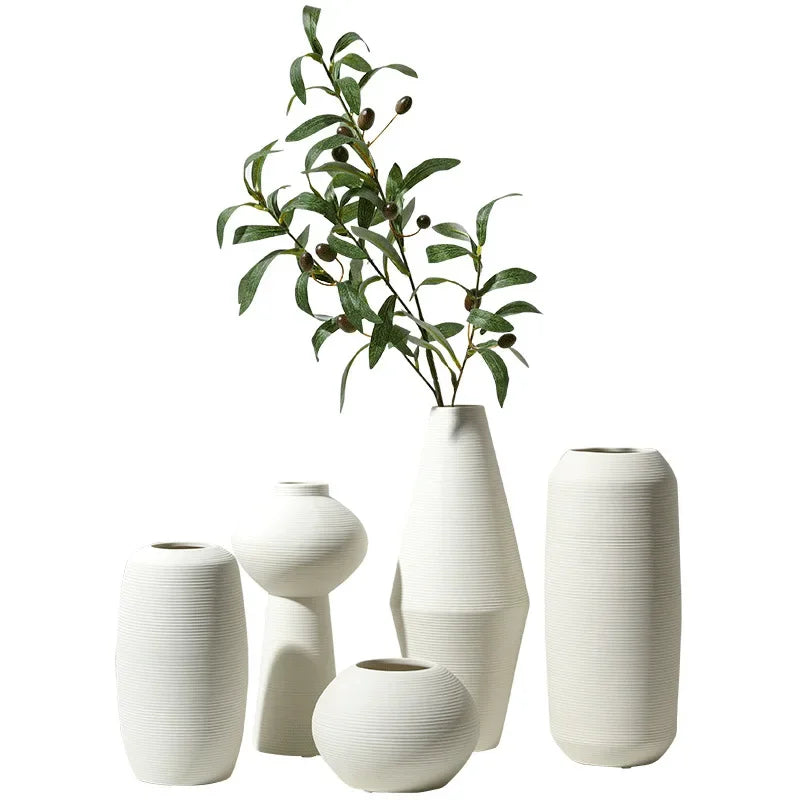 Modern Minimalist Creative White Brushed Ceramic Vase