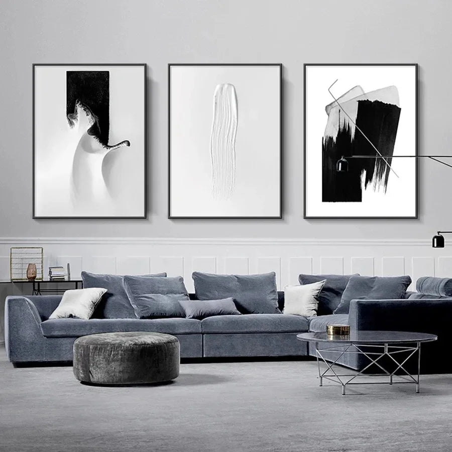 Nordic Modern Style Poster White Paint Scratches Wall Art