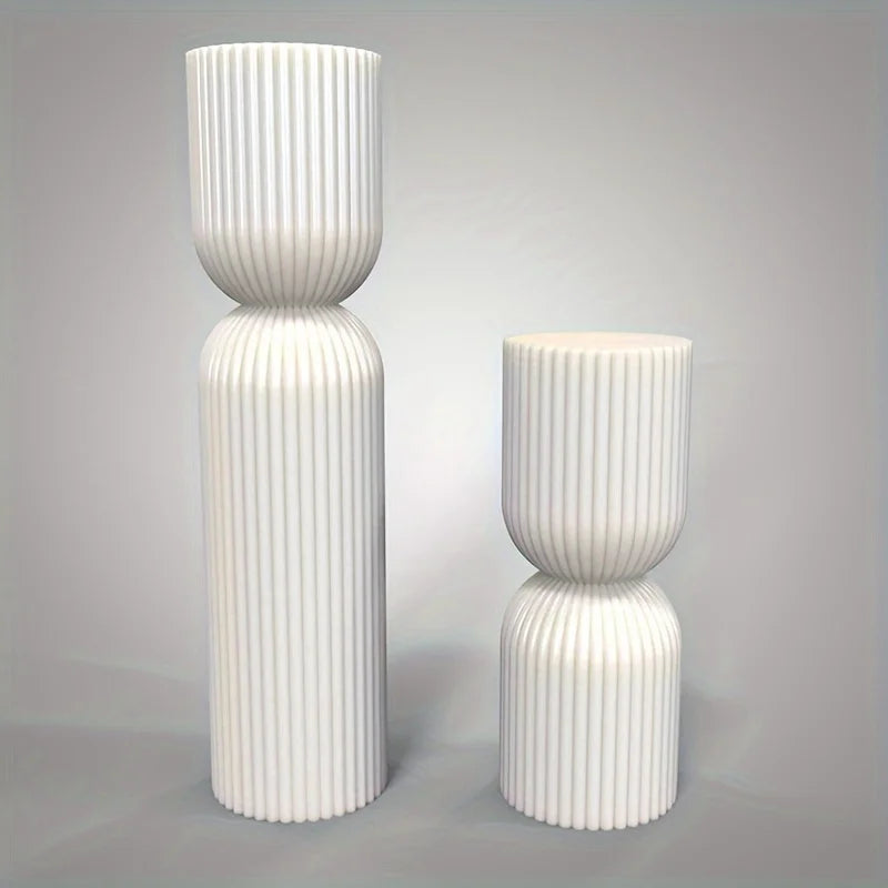 Roman Striped Cylindrical Candle