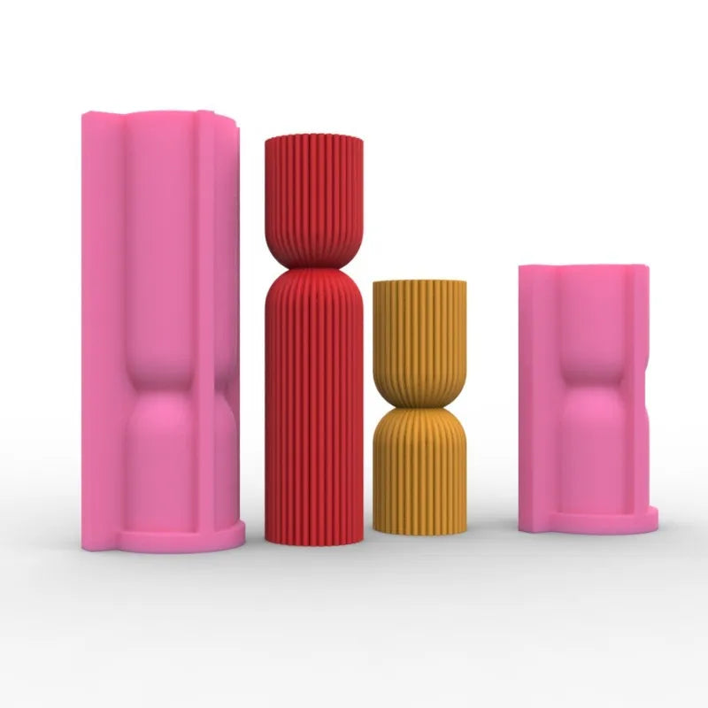 Roman Striped Cylindrical Candle