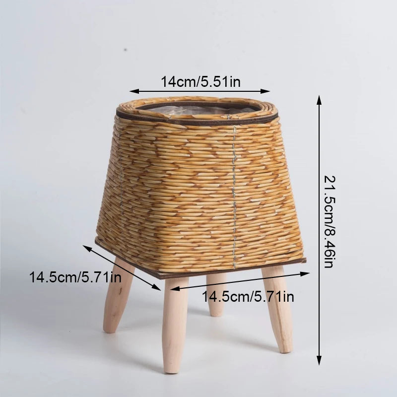 Vintage Planters Imitation Rattan Flower Stand