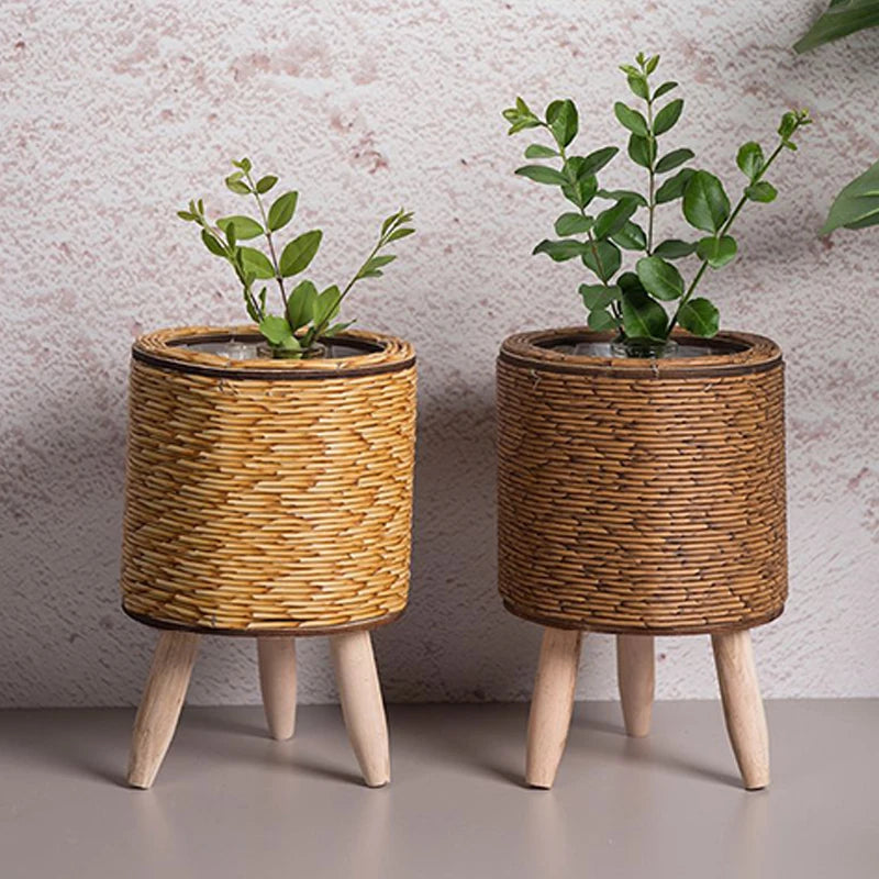 Vintage Planters Imitation Rattan Flower Stand