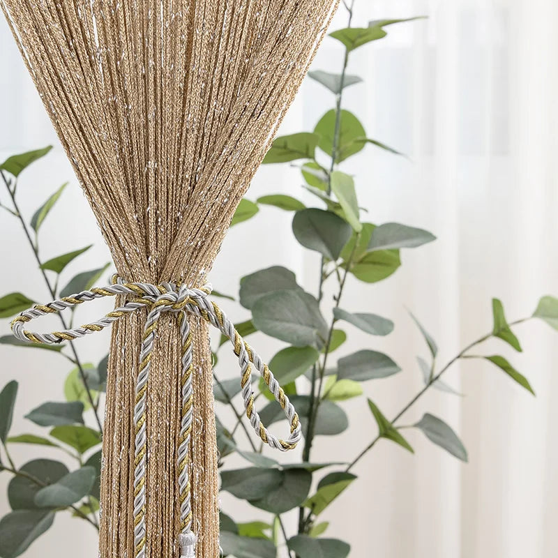 String Curtain Valance Shiny Tassel Line Curtain