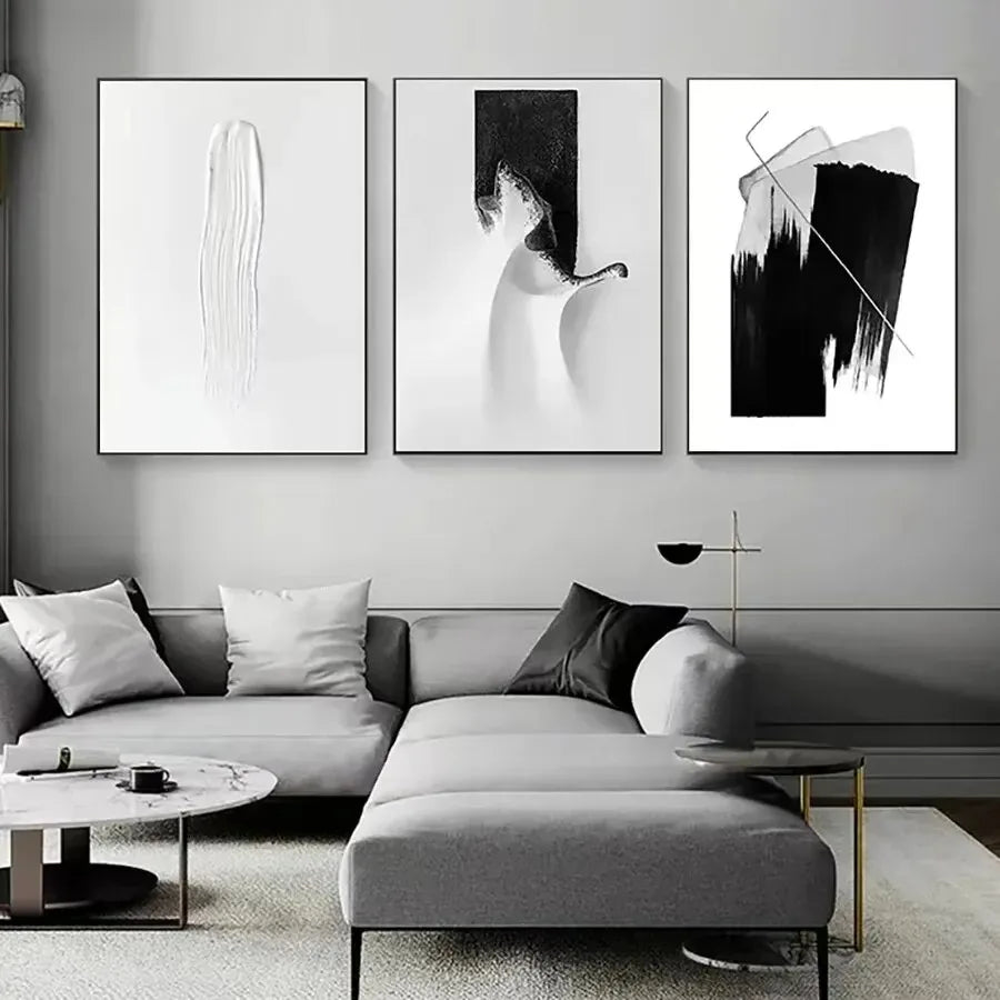 Nordic Modern Style Poster White Paint Scratches Wall Art