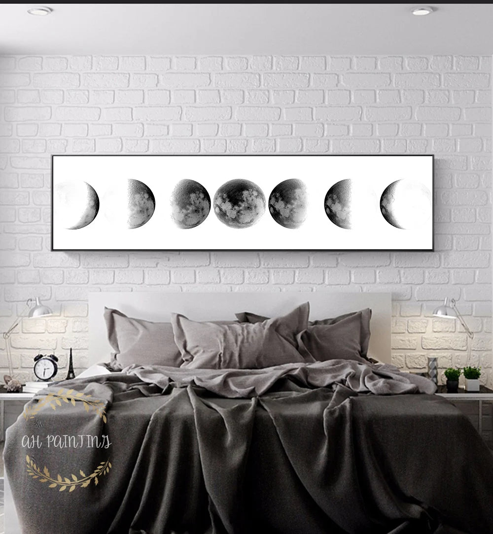 Wall Art Moon Phase Black White Posters