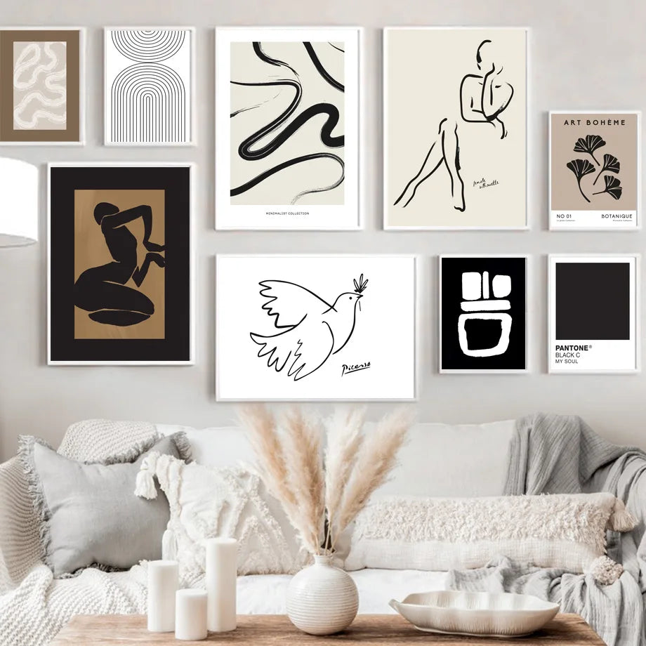 Simple Neutral Color Boho Modern Gallery Wall Art