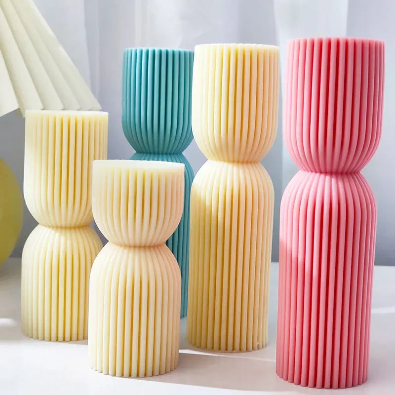 Roman Striped Cylindrical Candle