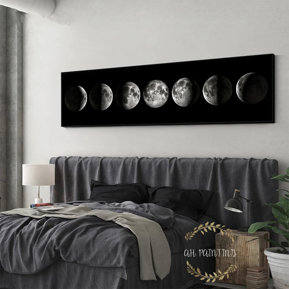 Wall Art Moon Phase Black White Posters