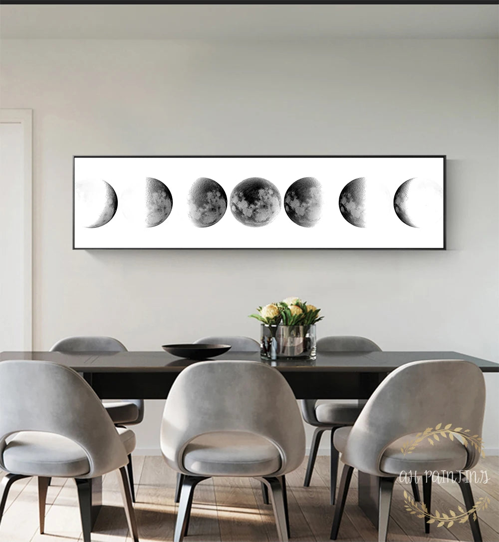 Wall Art Moon Phase Black White Posters