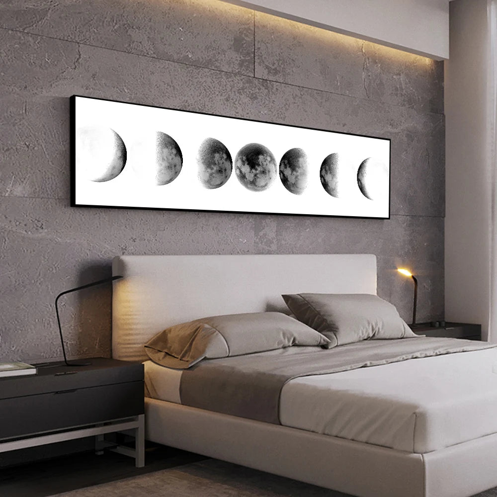 Wall Art Moon Phase Black White Posters