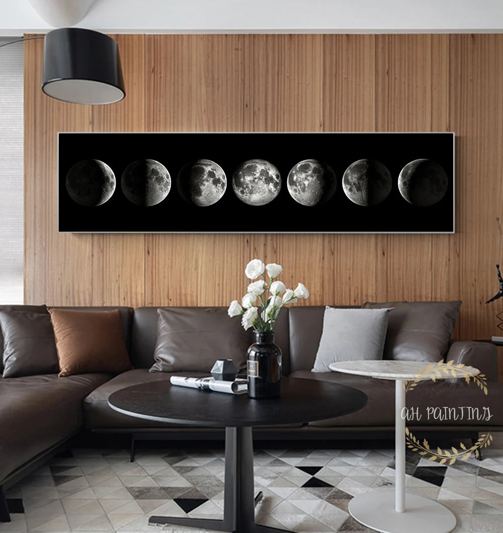 Wall Art Moon Phase Black White Posters