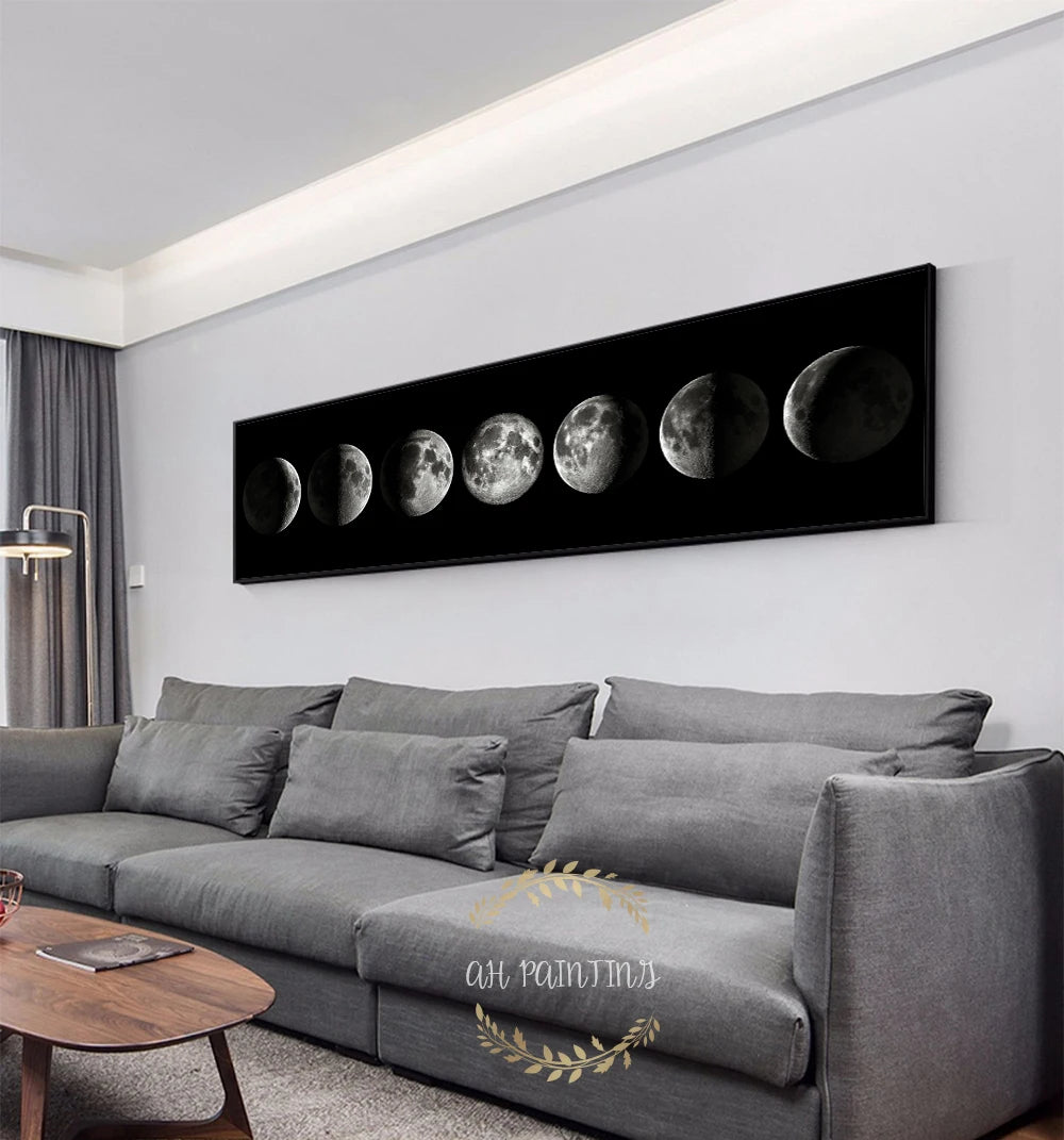 Wall Art Moon Phase Black White Posters