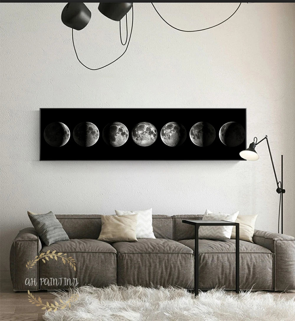 Wall Art Moon Phase Black White Posters