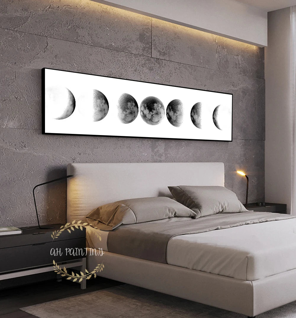 Wall Art Moon Phase Black White Posters