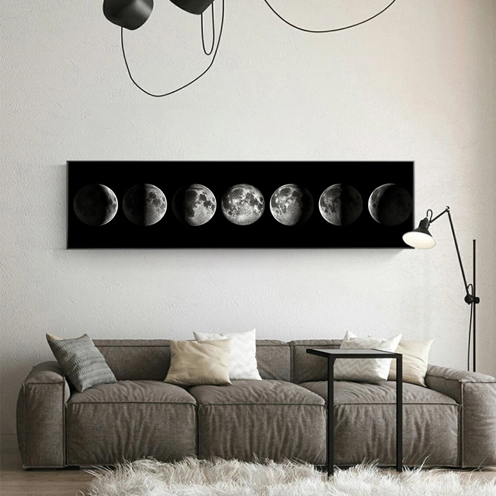Wall Art Moon Phase Black White Posters